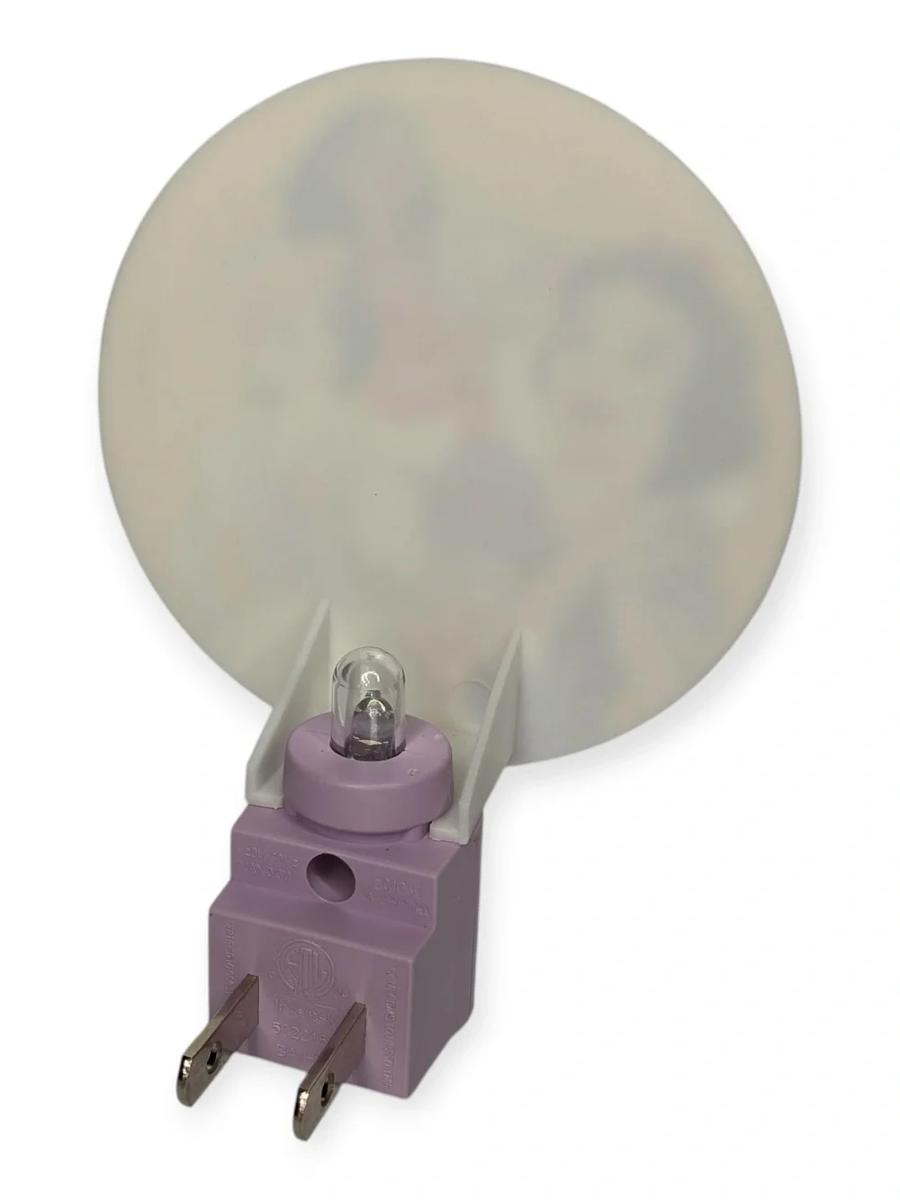 Disney Princess Nightlight 2 Prong Wall Plug In w/ Switch Low Light Rotary Shade